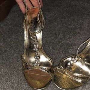 gold rhinestone heels